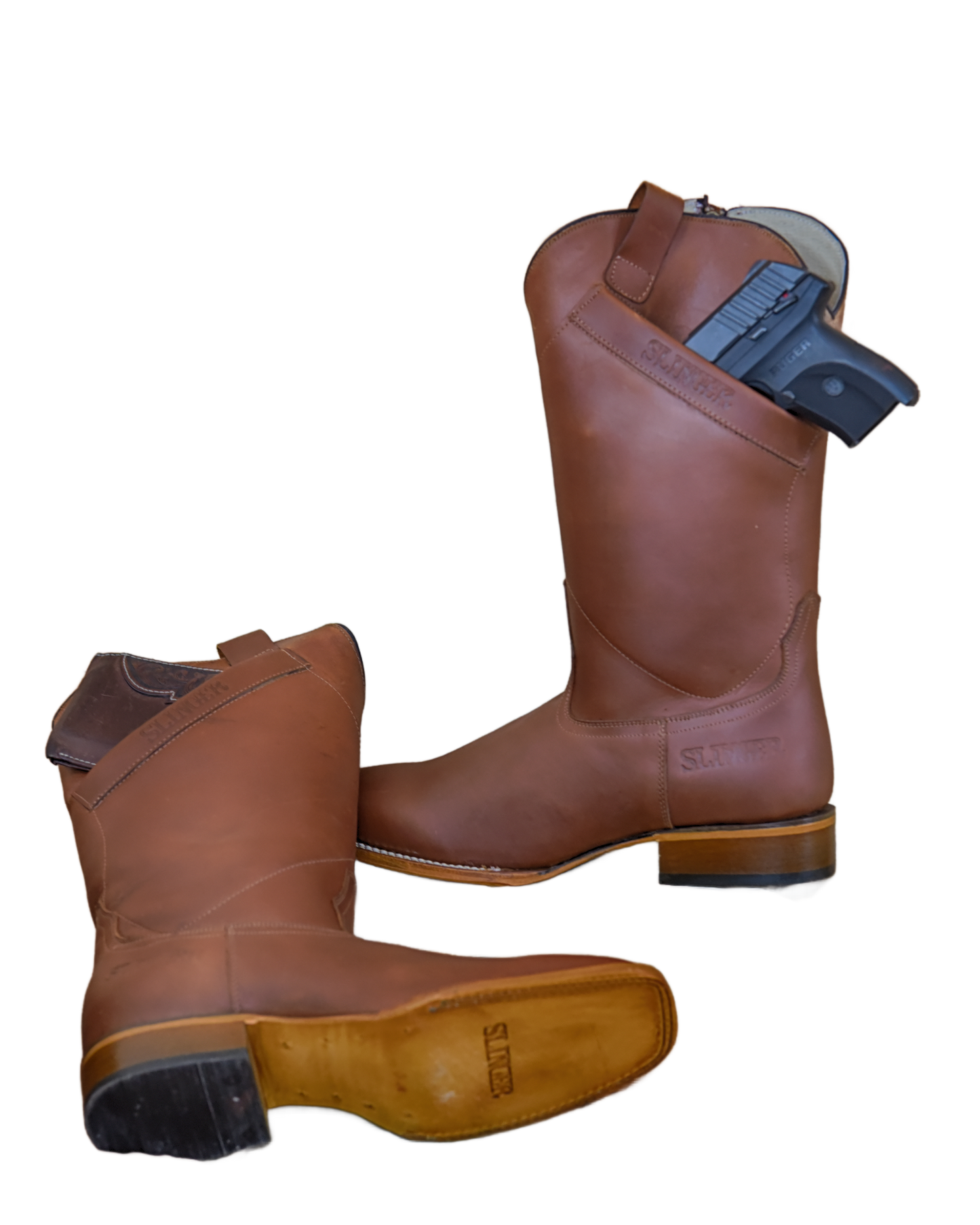 Easy On Leather Boots with Concealed Carry Pockets and Side Zippers.