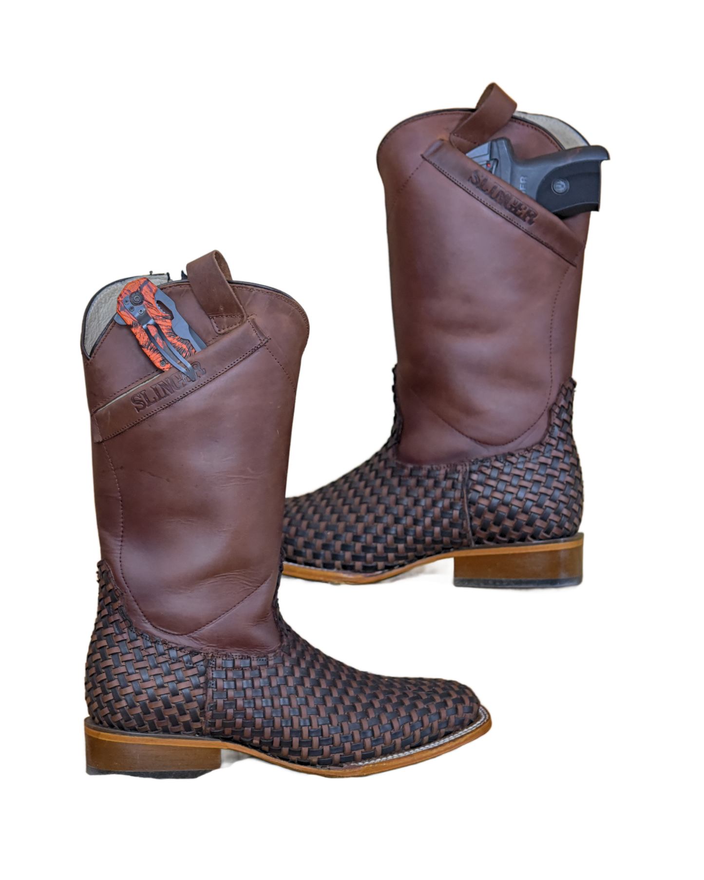 Easy On Leather Boots with Concealed Carry Pockets and Side Zippers.